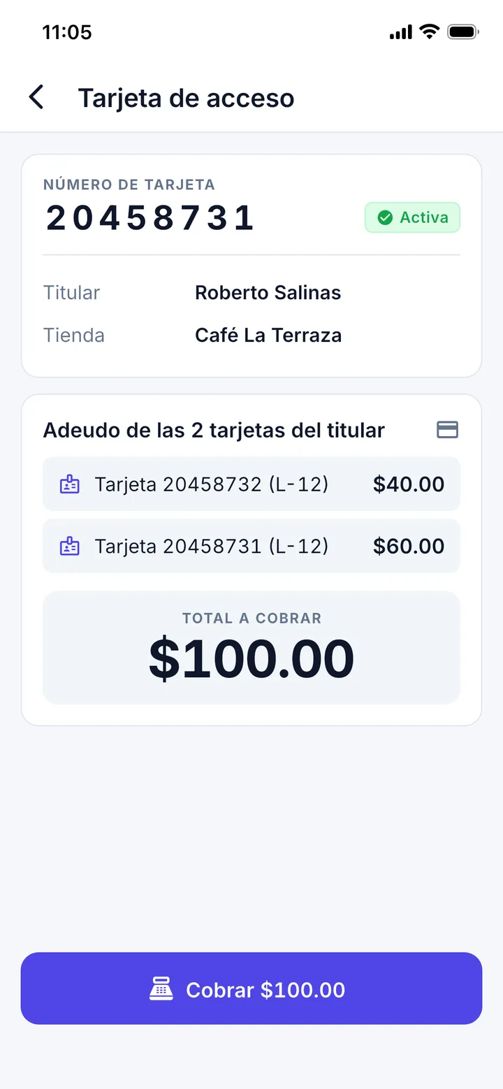Adeudo de las 2 tarjetas de un titular: $100.00