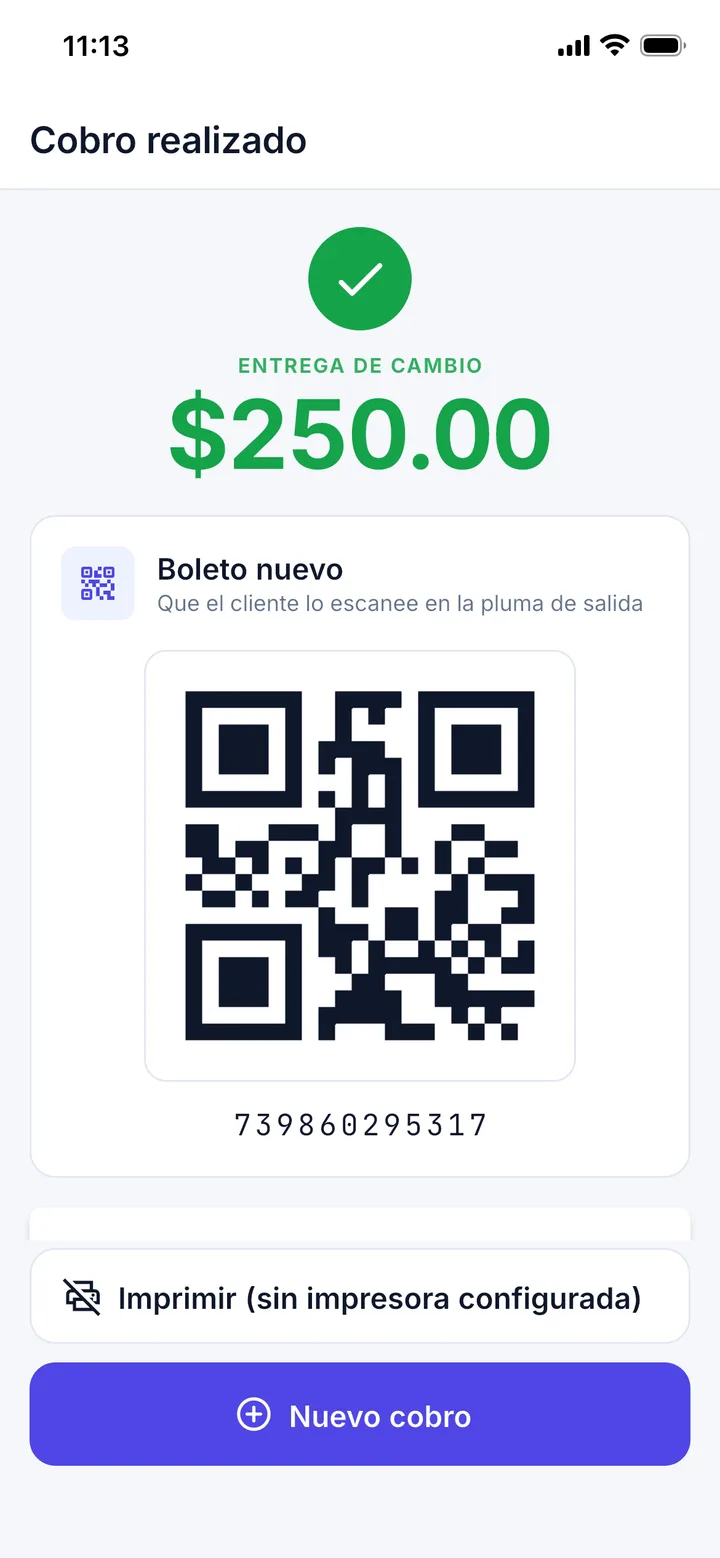 El boleto nuevo con su QR para salir